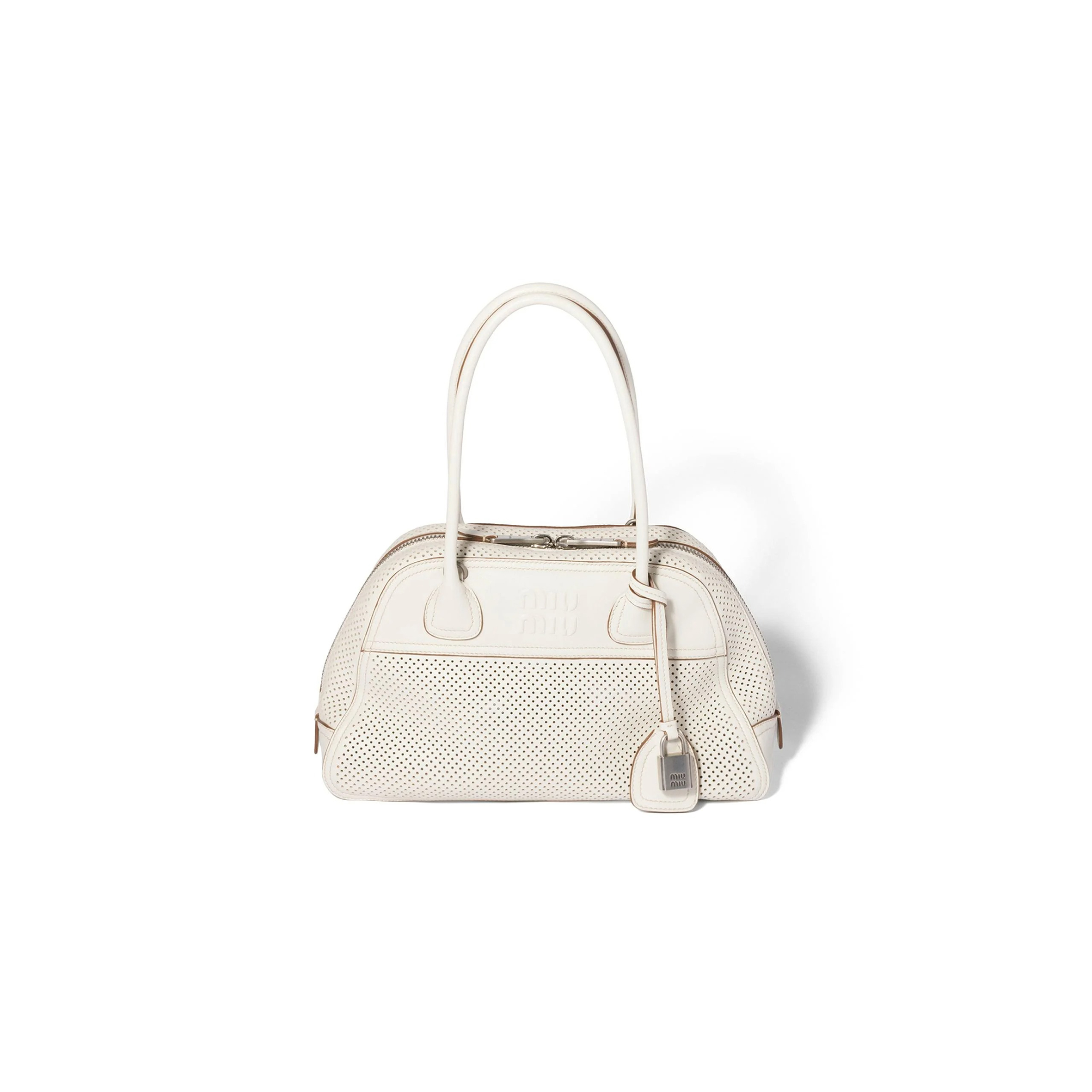 MIU MIU WHITE VIVANT LEATHER BAG 5BB199 (32*19.5*11cm)